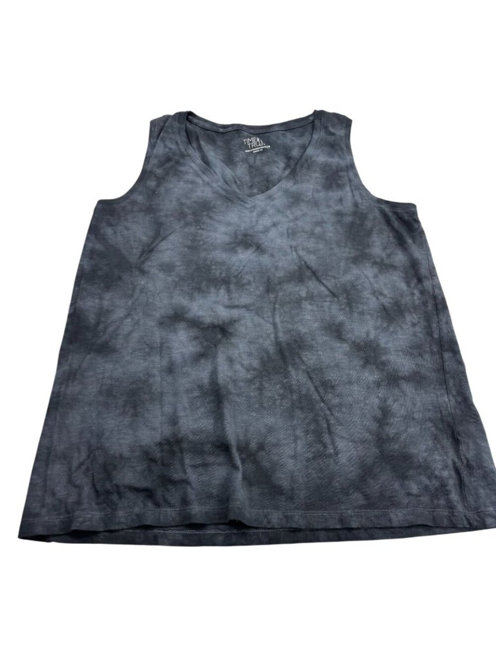 Time And Tru Womens Tie-Dye Sleeveless Tank Top Black/Grey L (12-14)